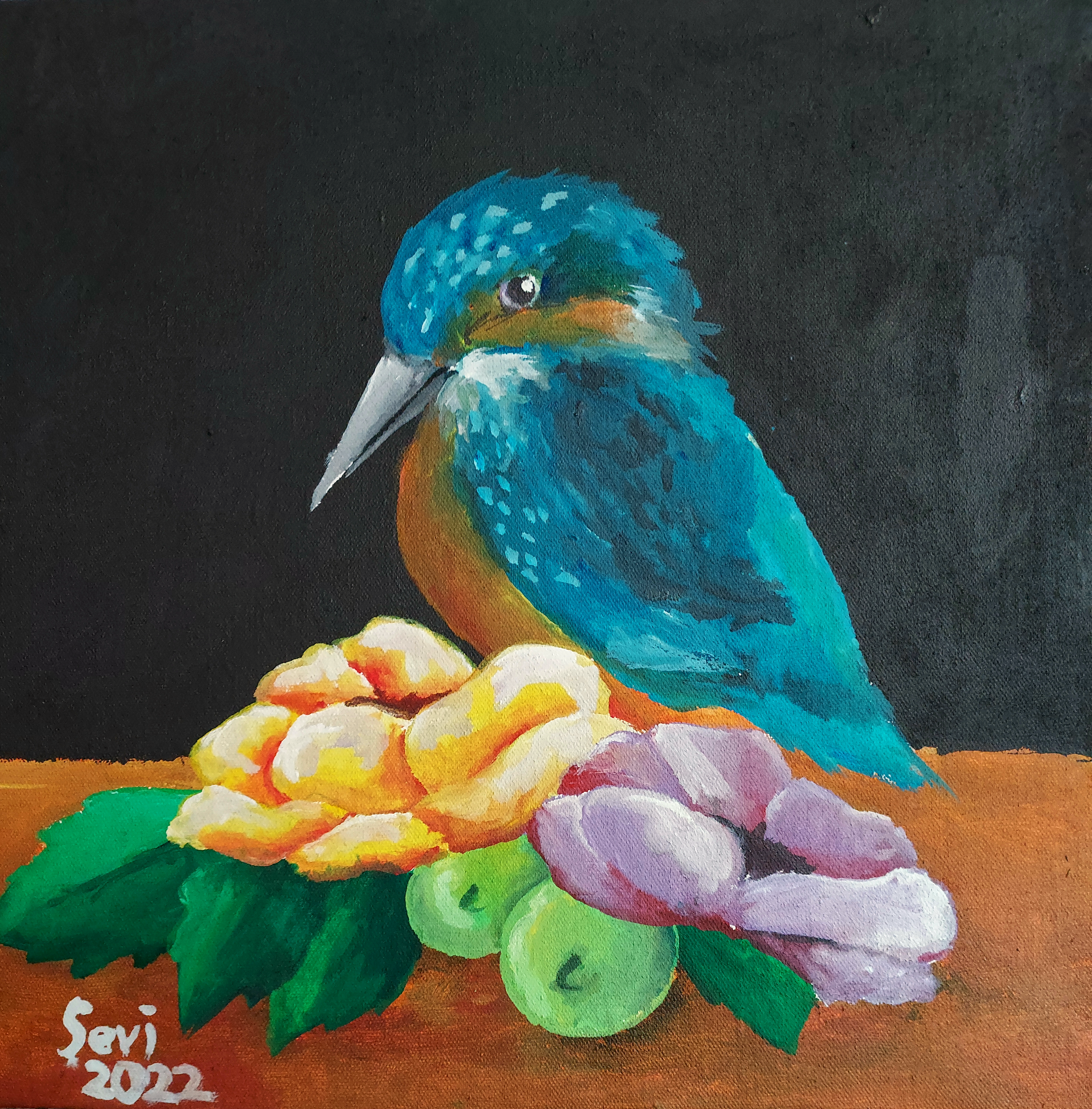 Kingfisher and Flowers by Sevi Foundation