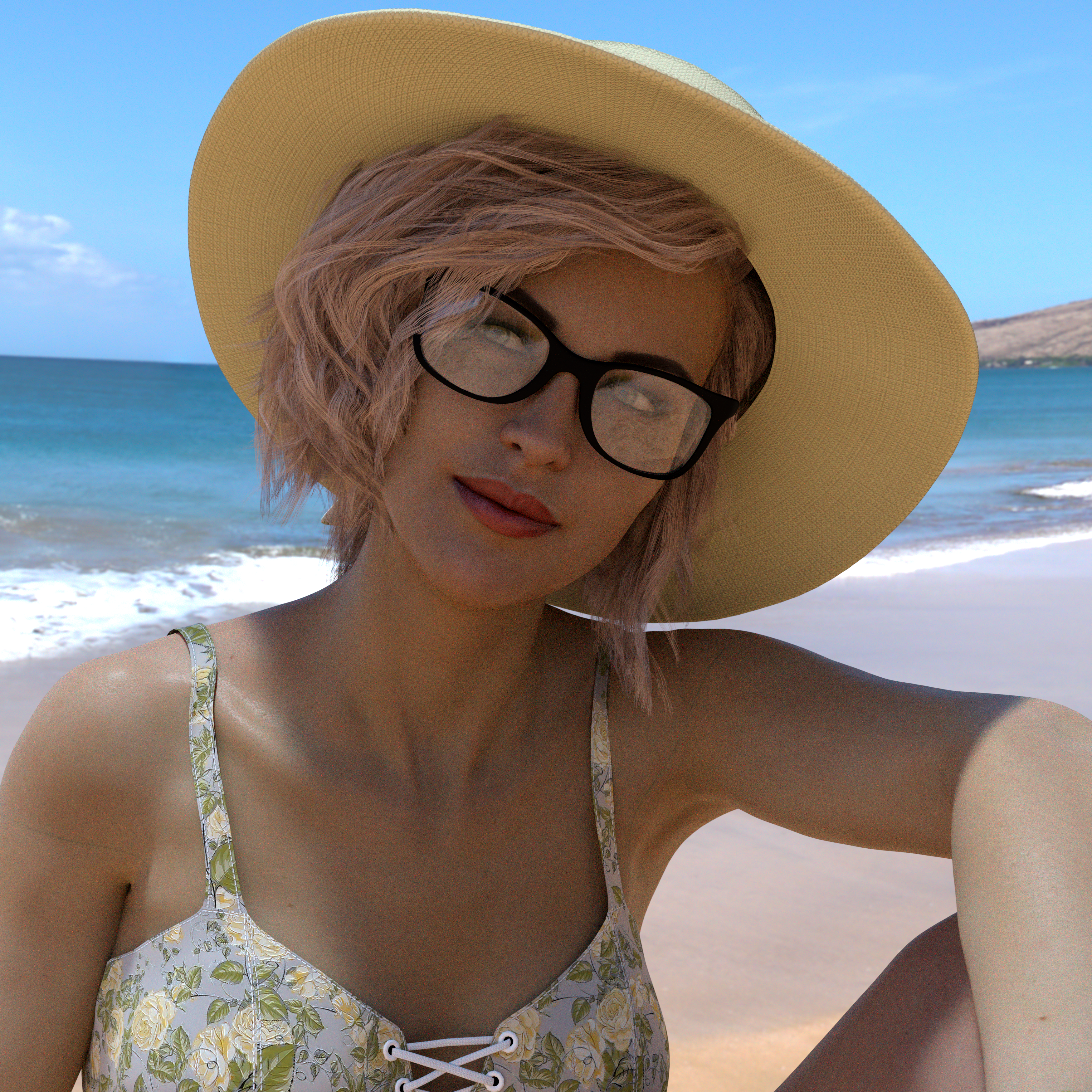 Coleen on the Beach, 50's Style